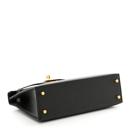 Hermes Madame Calfskin Matte Alligator Mini Kelly Sellier Touch 20 Black 4 of 14