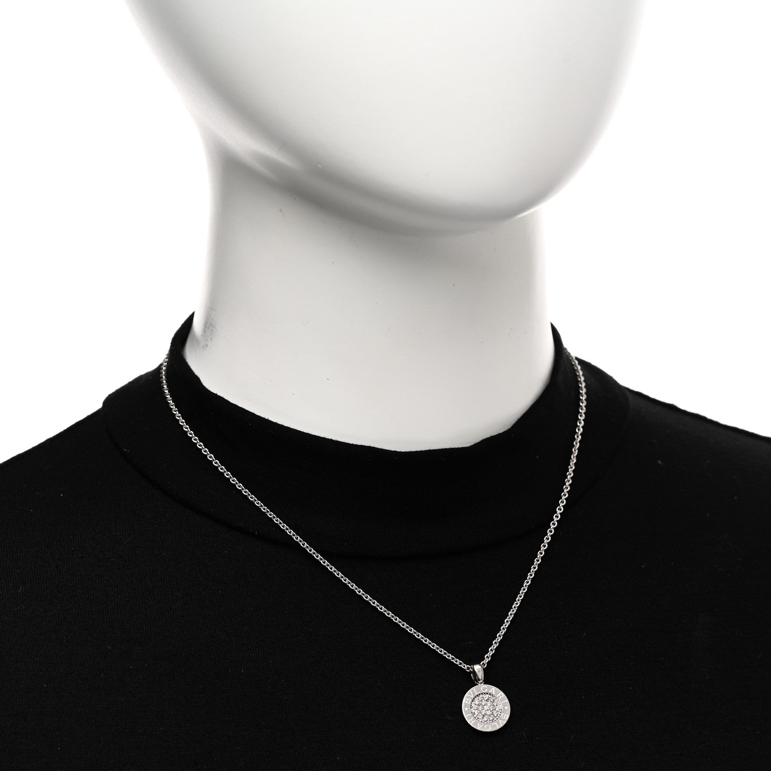 Bulgari 18K White Gold Diamond BVLGARI BVLGARI Pave Pendant Necklace 2 of 4