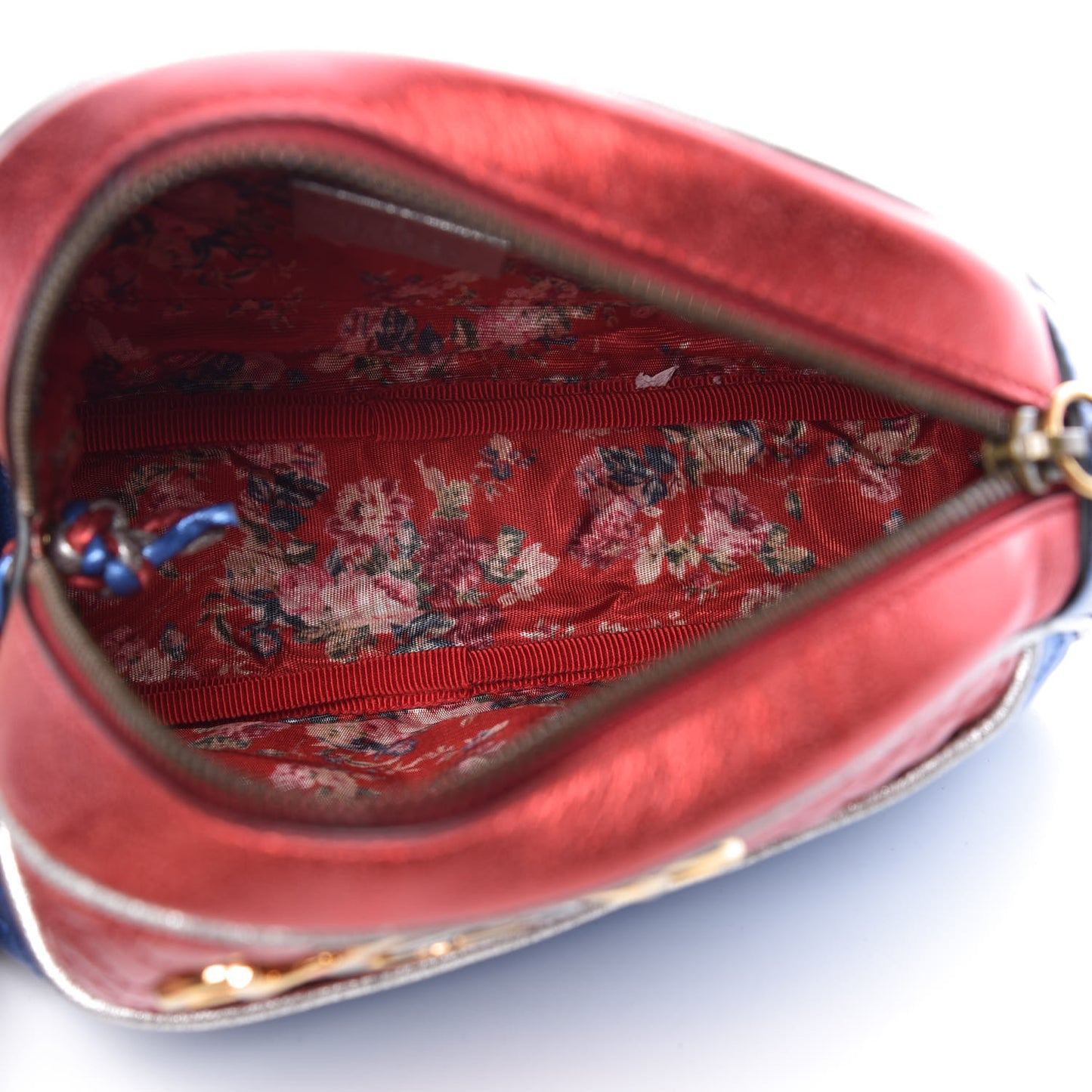 Laminated Nappa Trapuntata Mini Zumi Dome Shoulder Bag Rosso Marine Argento