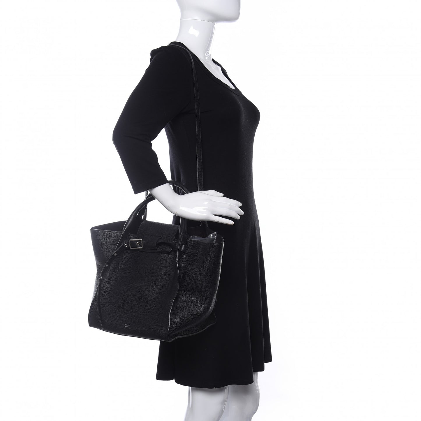 Supple Grained Calfskin Small Big Bag Black