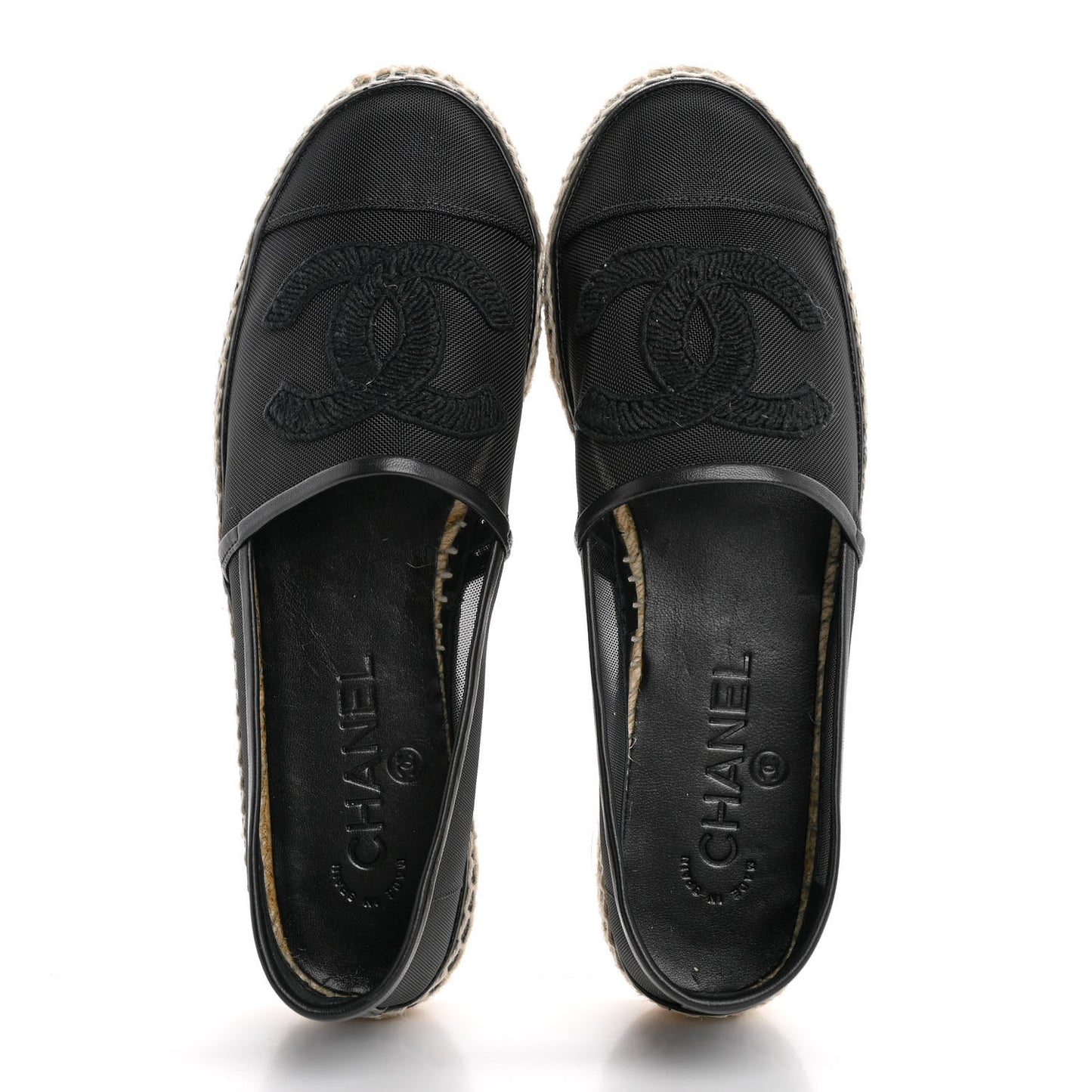 Mesh Grosgrain CC Espadrilles 37 Black