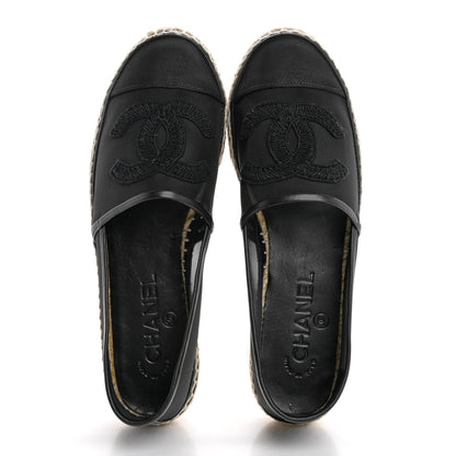 Chanel Mesh Grosgrain CC Espadrilles 37 Black 2 of 10