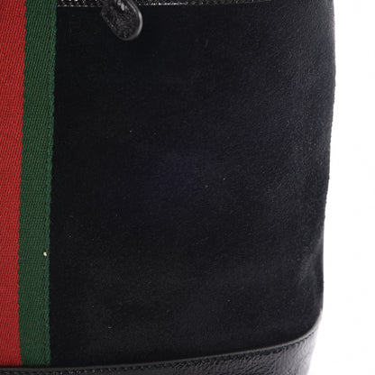 Gucci Suede Patent Web Medium Rajah Bucket Bag Black 13 of 16