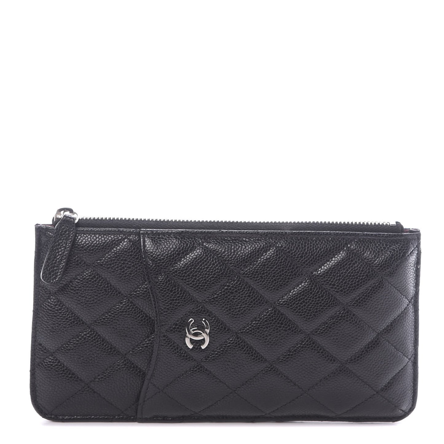 Caviar Quilted Classic Flat Wallet Pouch Black