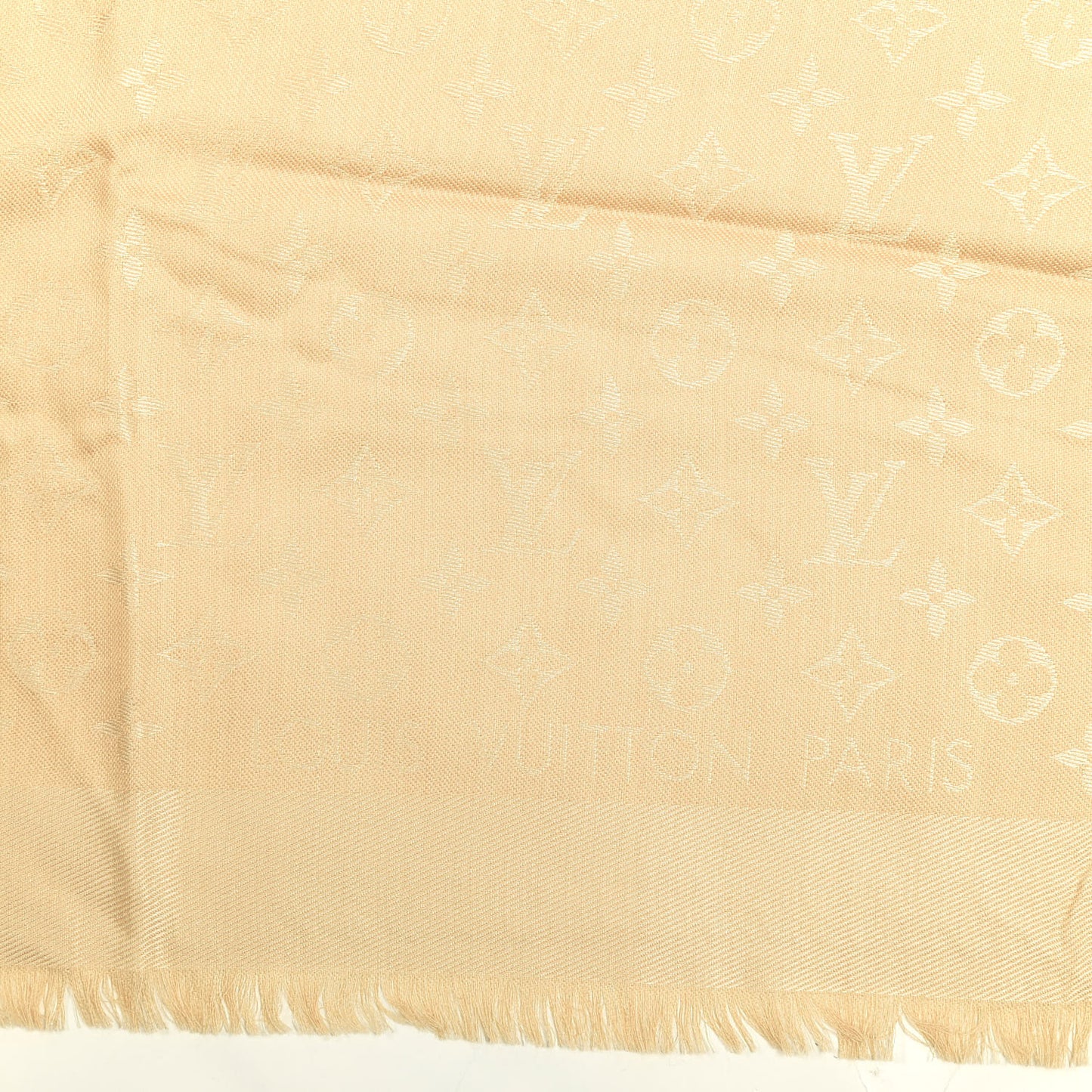 Silk Wool Monogram Shawl Natural