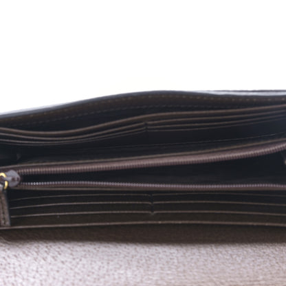 Gucci Monogram Jumbo GG Textured Dollar Calfskin Web Ophidia Continental Wallet Camel Ebony New Acero 5 of 10