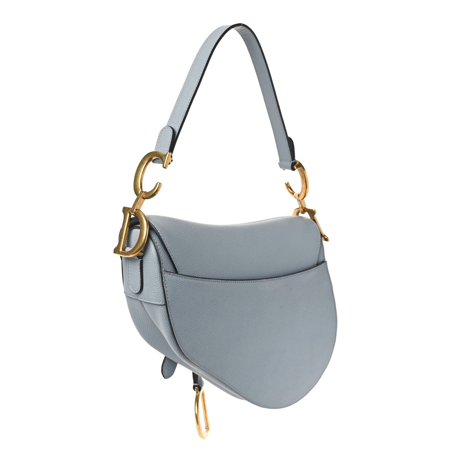 Christian Dior Grained Calfskin Saddle Bag Sky Blue 3 of 9