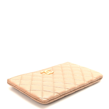 Chanel Shiny Caviar Quilted Small CC Cosmetic Case Beige 4 of 8