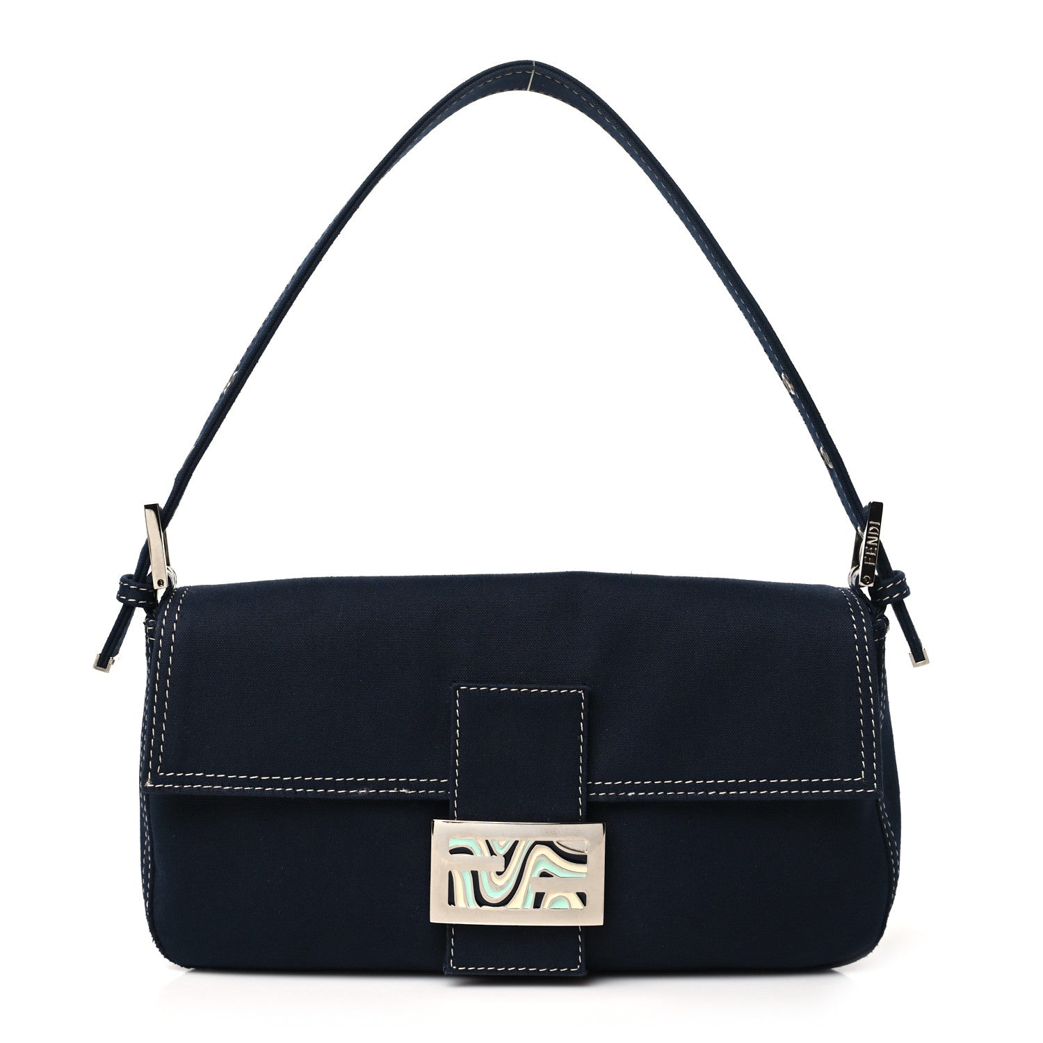 Fendi Denim Baguette Blue 1 of 10