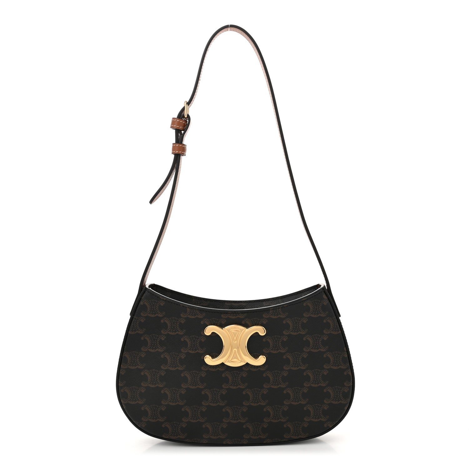 Celine Triomphe Canvas Calfskin Medium Tilly Triomphe Shoulder Bag Tan 1 of 9