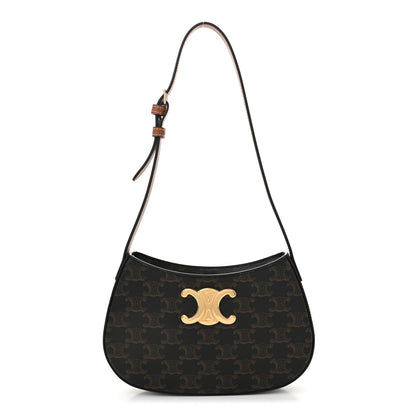Celine Triomphe Canvas Calfskin Medium Tilly Triomphe Shoulder Bag Tan 1 of 9