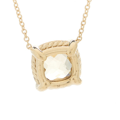 David Yurman 18K Yellow Gold Diamond Champagne Citrine 7mm Petite Chatelaine Pave Bezel Pendant Necklace 5 of 6