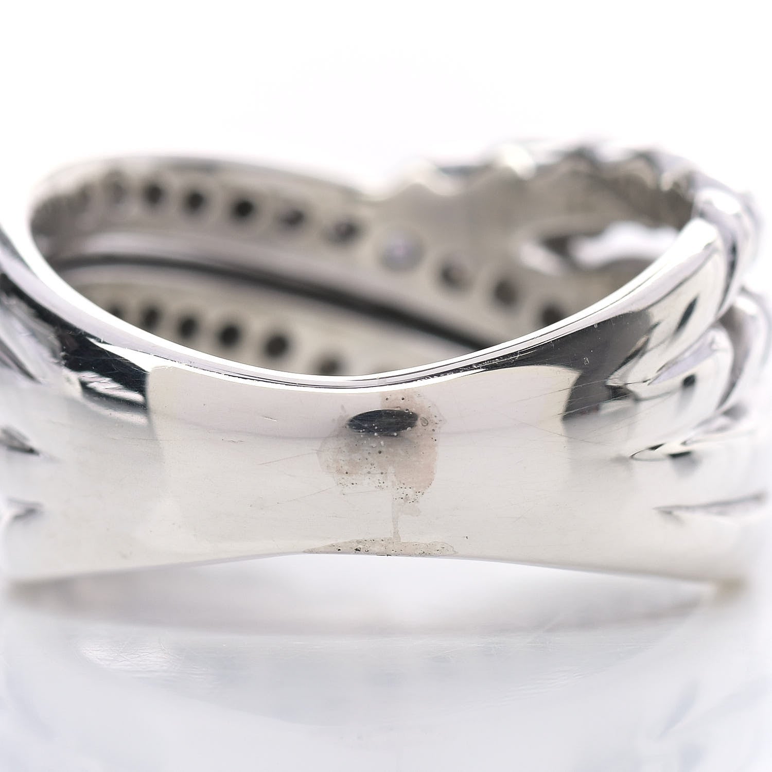 David Yurman Sterling Silver Diamond 11mm Crossover Ring 52 6 5 of 5