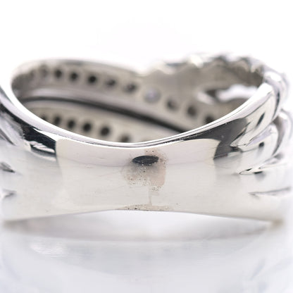 David Yurman Sterling Silver Diamond 11mm Crossover Ring 52 6 5 of 5