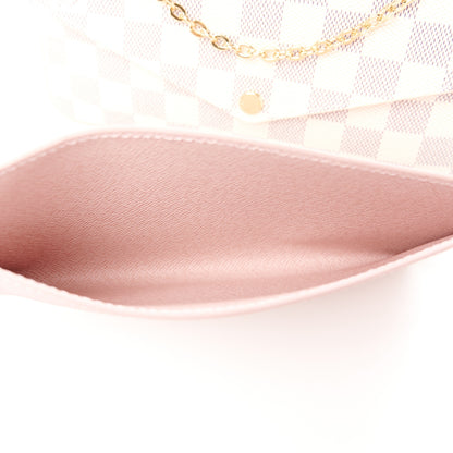 Louis Vuitton Damier Azur Pochette Felicie Chain Wallet Rose Ballerine 11 of 14