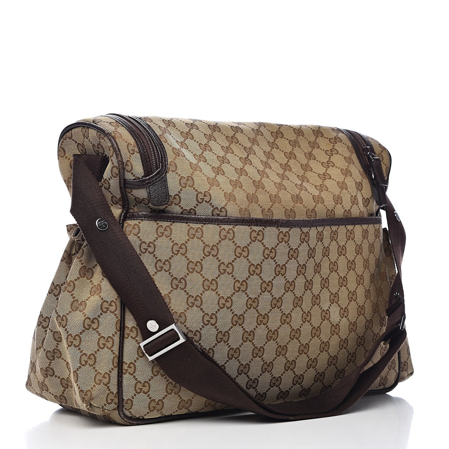 Monogram Natural Pigskin Large Diaper Bag Beige Ebony Cocoa Dark Chocolate
