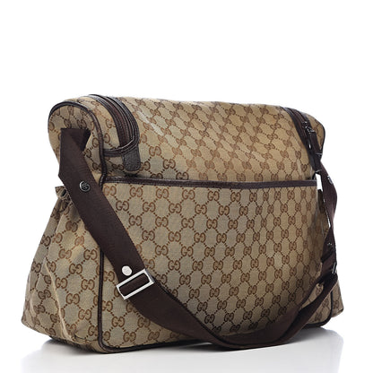 Gucci Monogram Natural Pigskin Large Diaper Bag Beige Ebony Cocoa Dark Chocolate 3 of 12