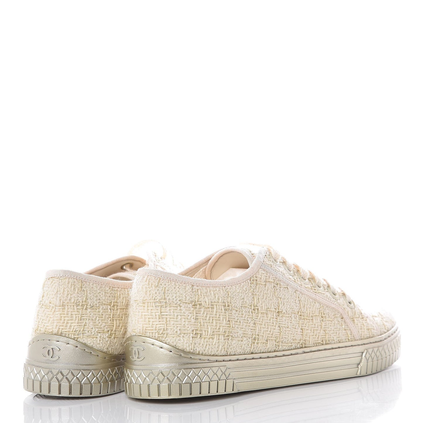 Tweed Sneakers 37 Beige Gold