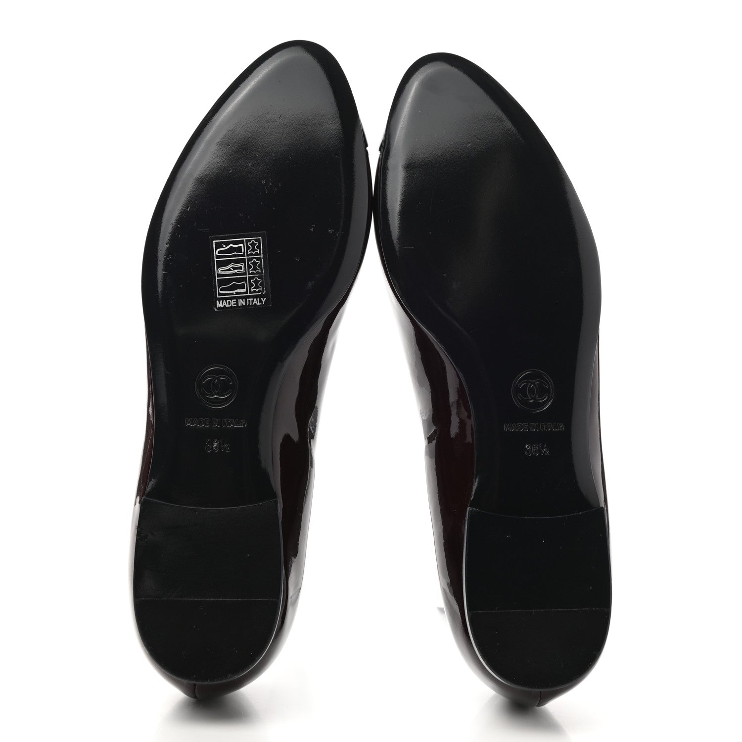Chanel Patent CC Cap Toe Ballerina Flats 36.5 Navy Burgundy 5 of 8