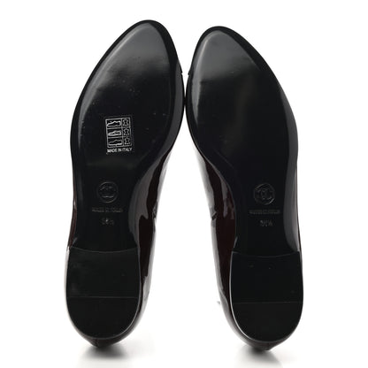 Chanel Patent CC Cap Toe Ballerina Flats 36.5 Navy Burgundy 5 of 8