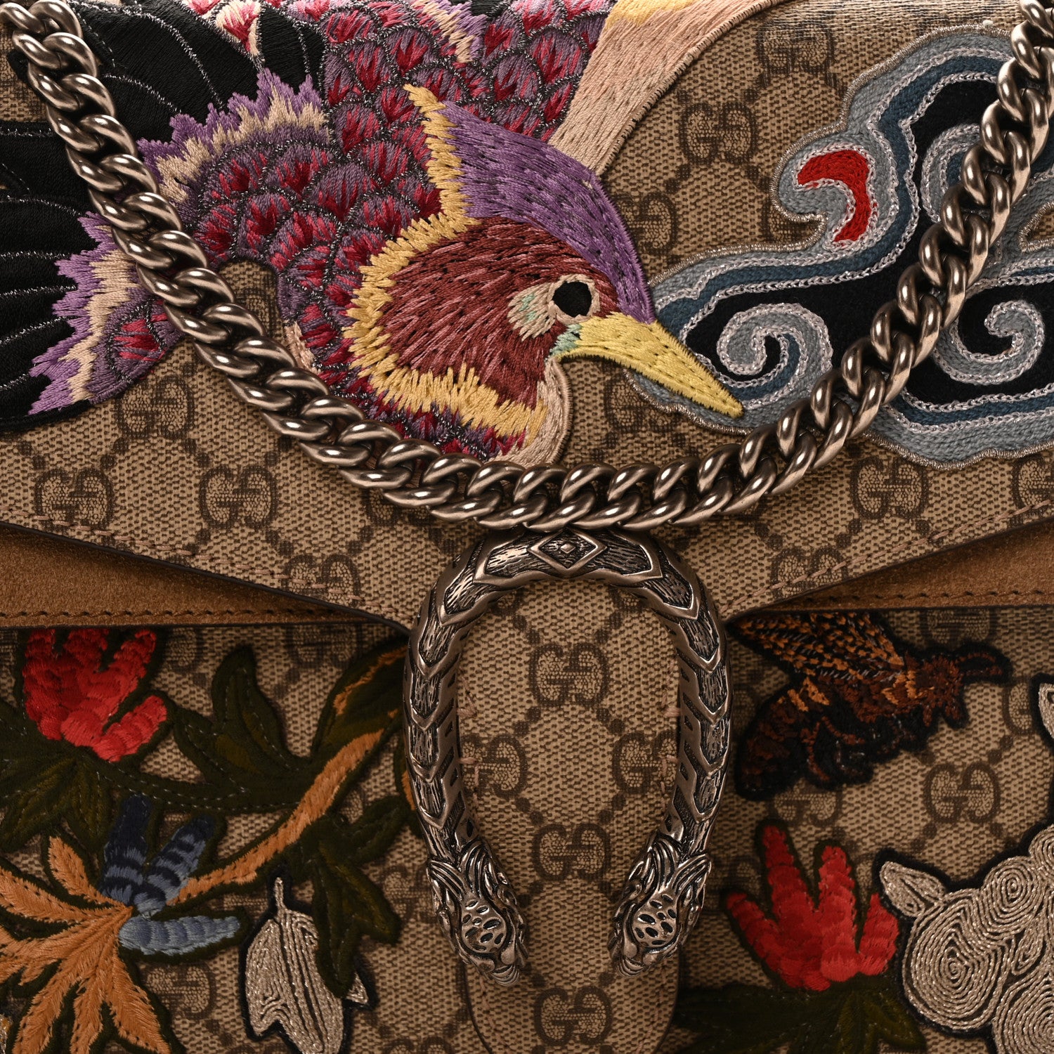 Gucci GG Supreme Monogram Embroidered Medium Dionysus Shoulder Bag Taupe 8 of 10