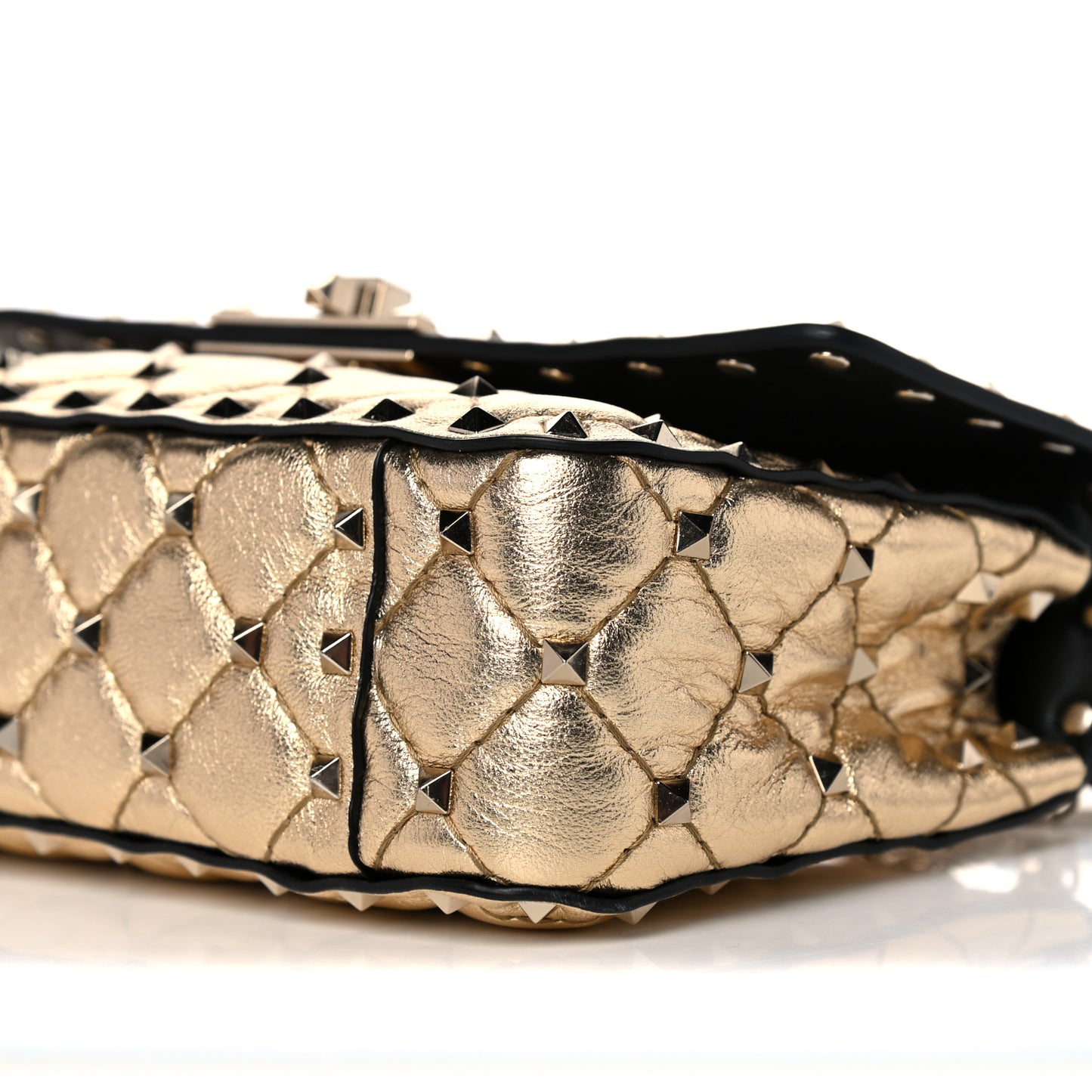 Metallic Nappa Small Rockstud Spike Shoulder Bag Mekong