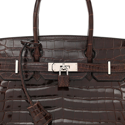 Hermes Shiny Niloticus Crocodile Birkin 30 Havane 8 of 10