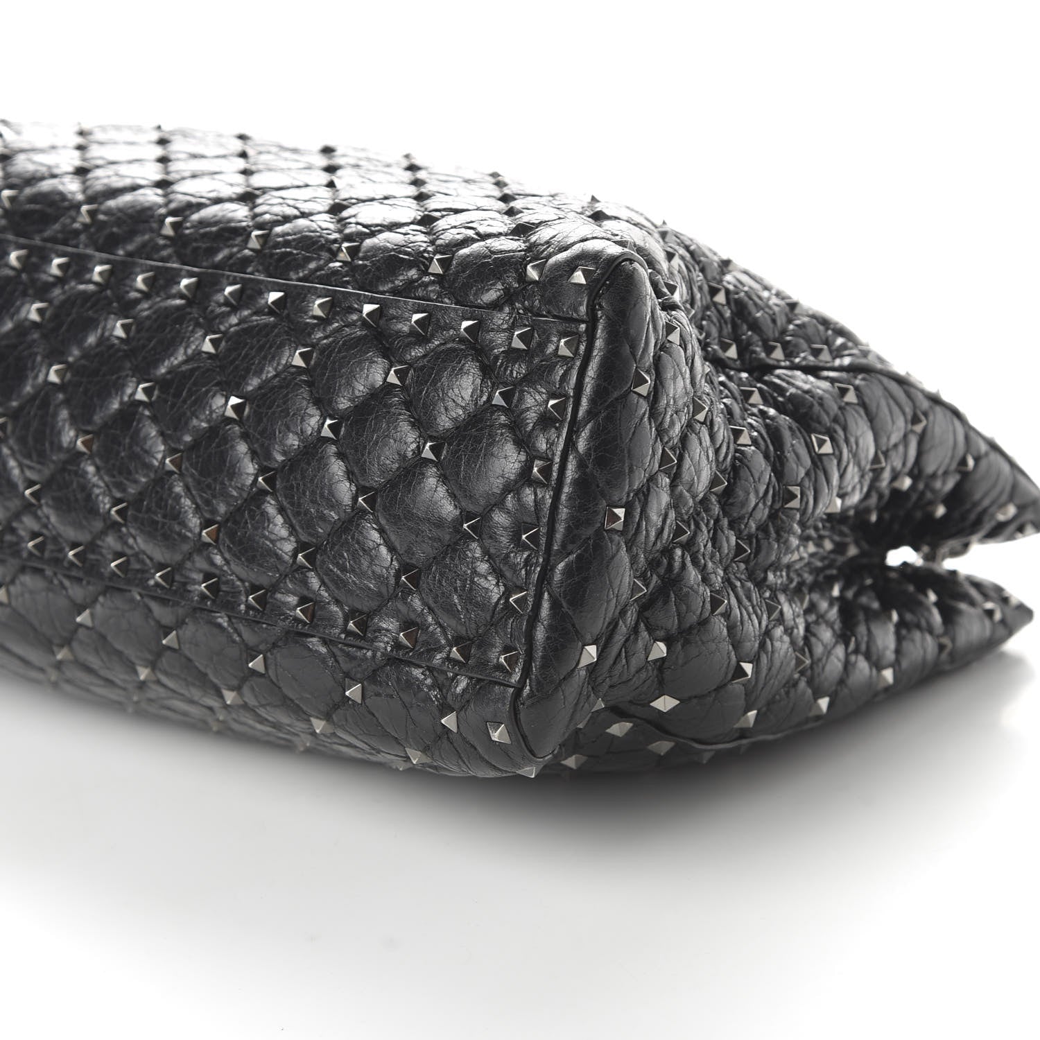 Valentino Garavani Craquele Nappa Rockstud Spike Shoulder Tote Black 7 of 9