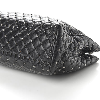 Valentino Garavani Craquele Nappa Rockstud Spike Shoulder Tote Black 7 of 9