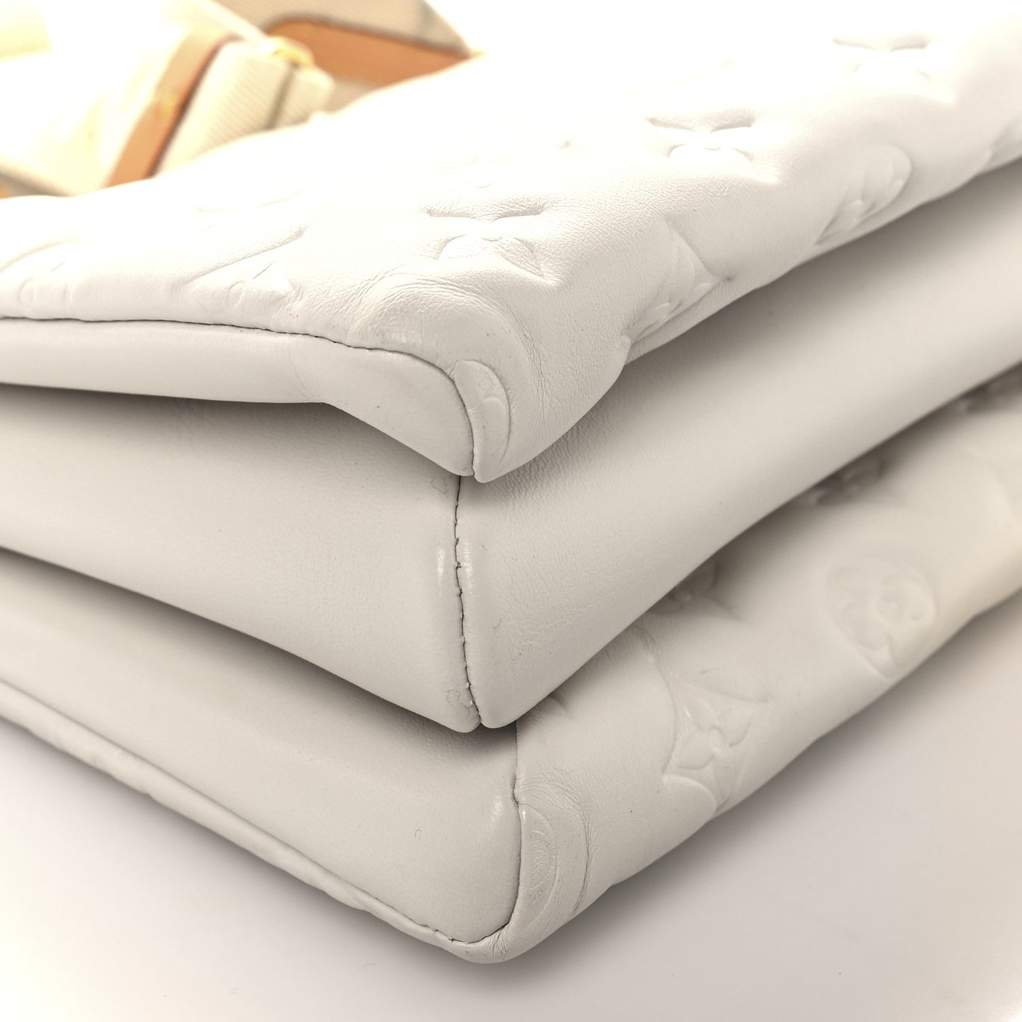 Lambskin Embossed Monogram Coussin PM Beige Cream