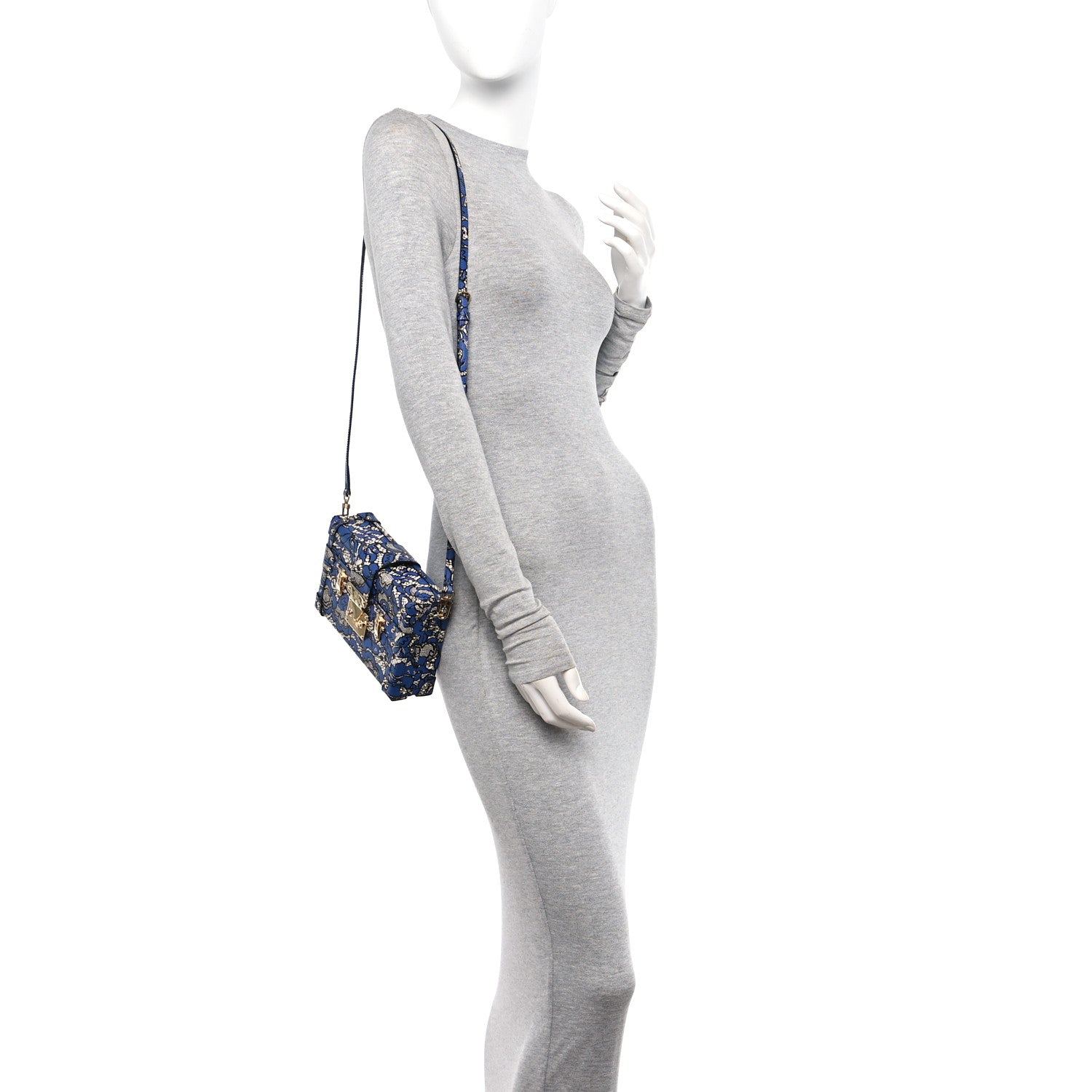 Louis Vuitton Calfskin Lace Flower Inlay Petite Malle Navy Black 2 of 14