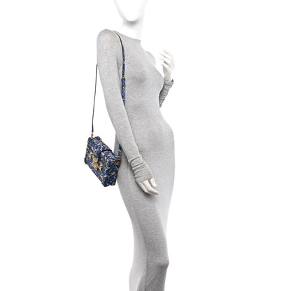 Louis Vuitton Calfskin Lace Flower Inlay Petite Malle Navy Black 2 of 14