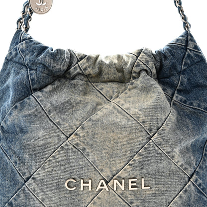 Chanel Denim Quilted Small Chanel 22 Blue 9 of 11