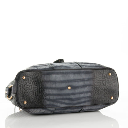 Saint Laurent Nubuck Crocodile Embossed Oversized Muse Grey 4 of 7
