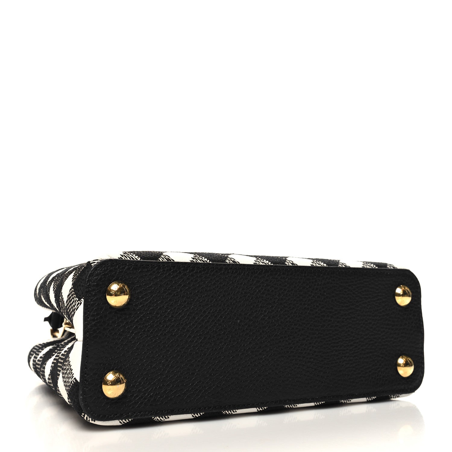 Louis Vuitton Taurillon Embroidered Vichy Capucines BB Black White 4 of 9