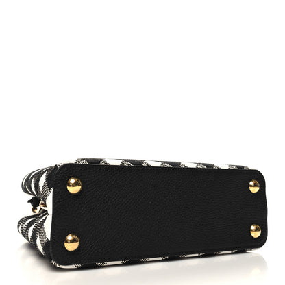 Louis Vuitton Taurillon Embroidered Vichy Capucines BB Black White 4 of 9