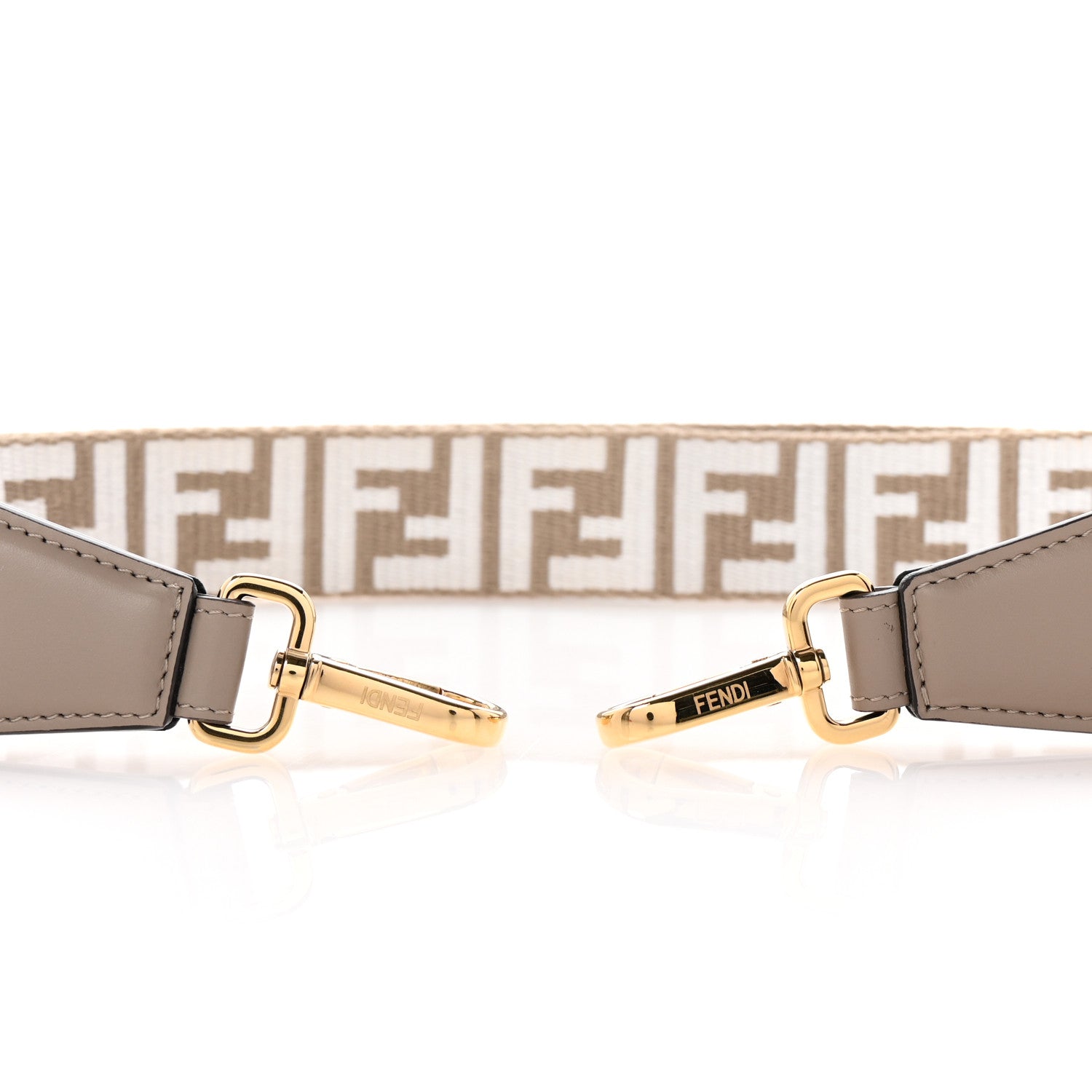 Fendi Jacquard Ribbon Vitello King FF Bi-Color Intreccio Adjustable Strap You Dove White Anthracite 3 of 6