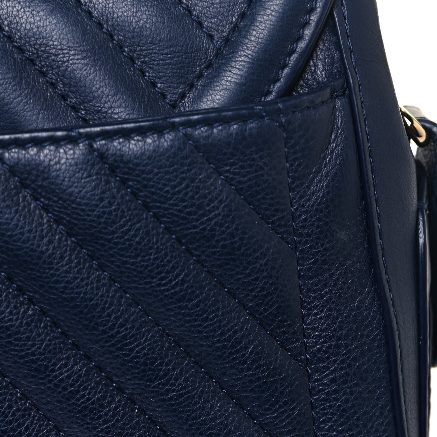 Calfskin Chevron Quilted Messenger Flap Navy