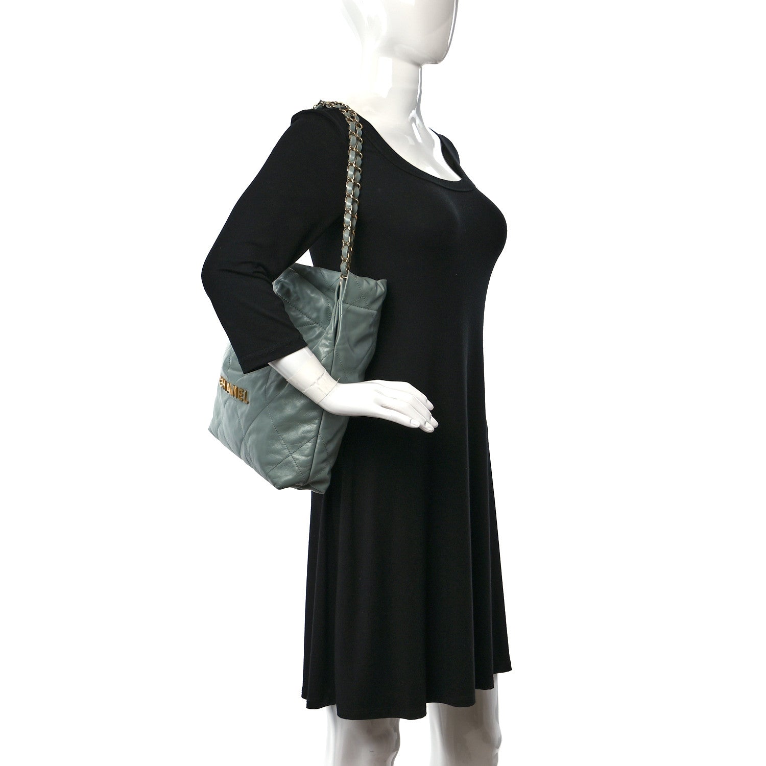 Chanel Shiny Calfskin Quilted Small Chanel 22 Grey 2 of 11