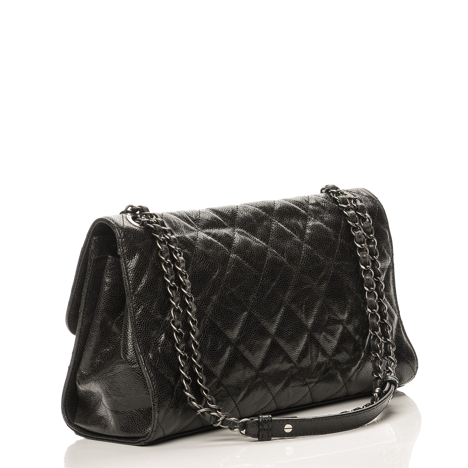 Chanel Crumpled Grained Calfskin Jumbo CC Crave Flap Black 3 of 8