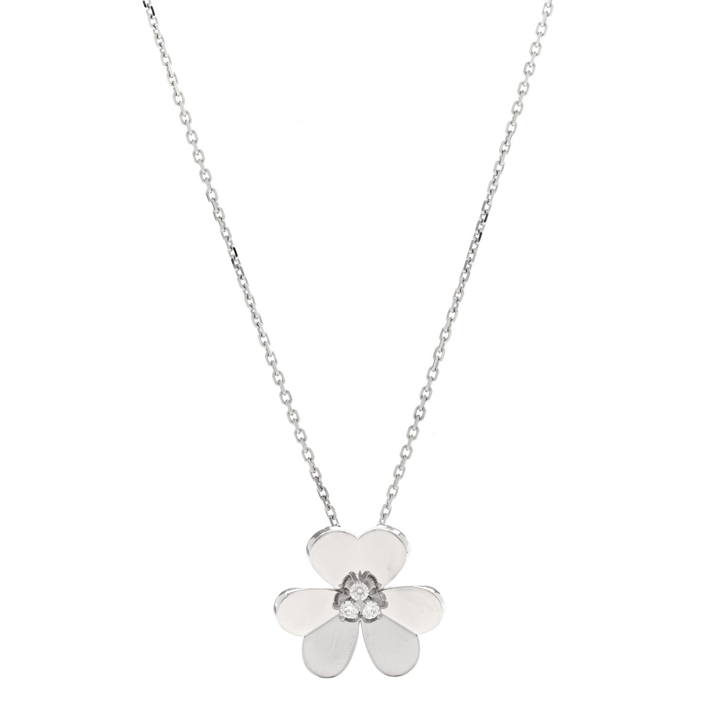18K White Gold Diamond Large Frivole Pendant Necklace