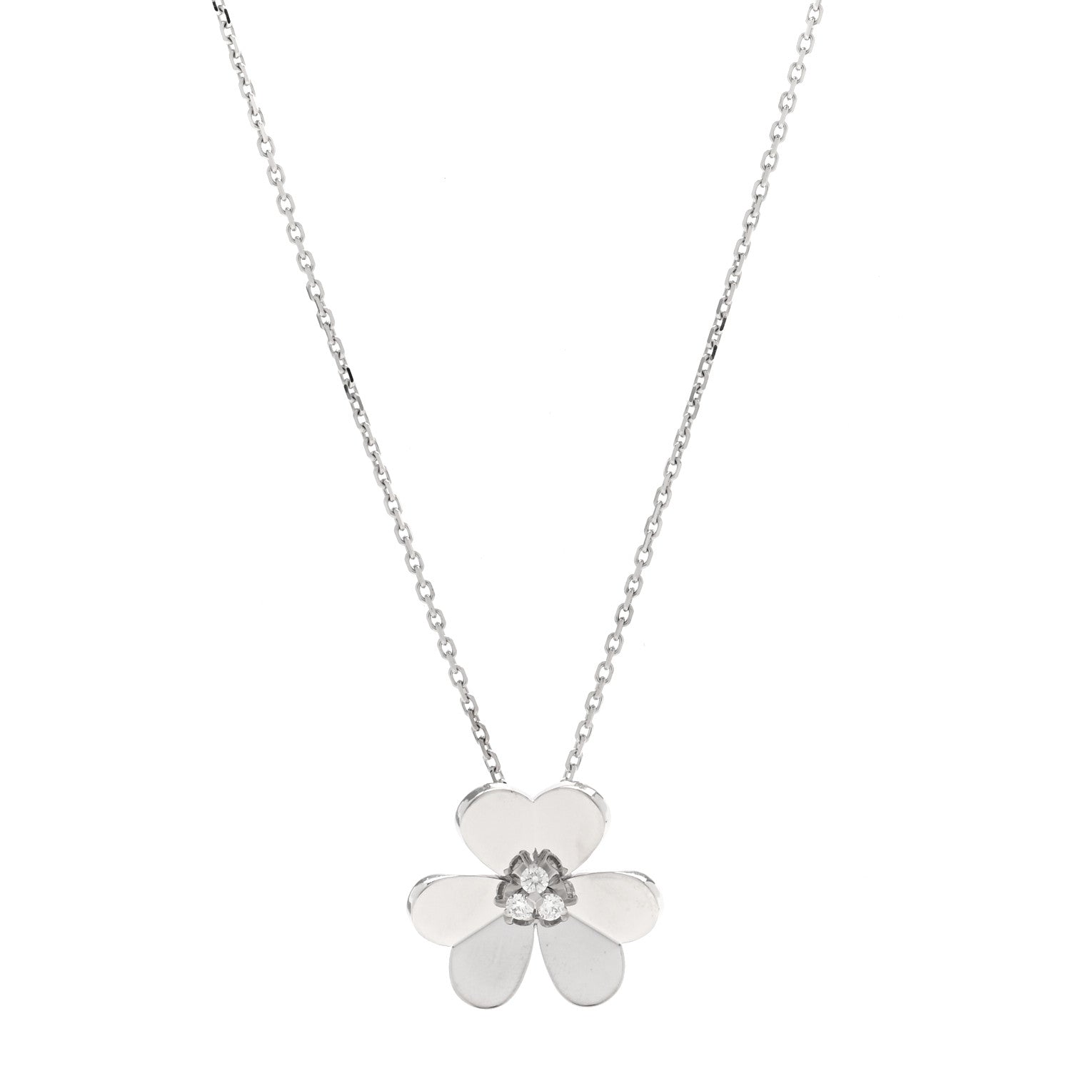 Van Cleef & Arpels 18K White Gold Diamond Large Frivole Pendant Necklace 1 of 4