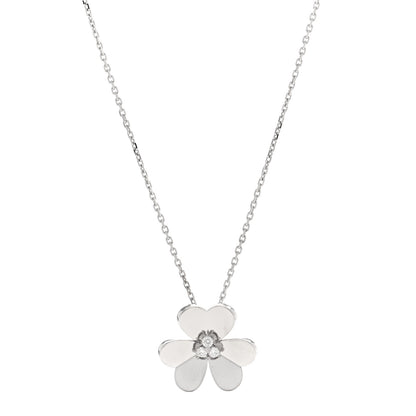 Van Cleef & Arpels 18K White Gold Diamond Large Frivole Pendant Necklace 1 of 4