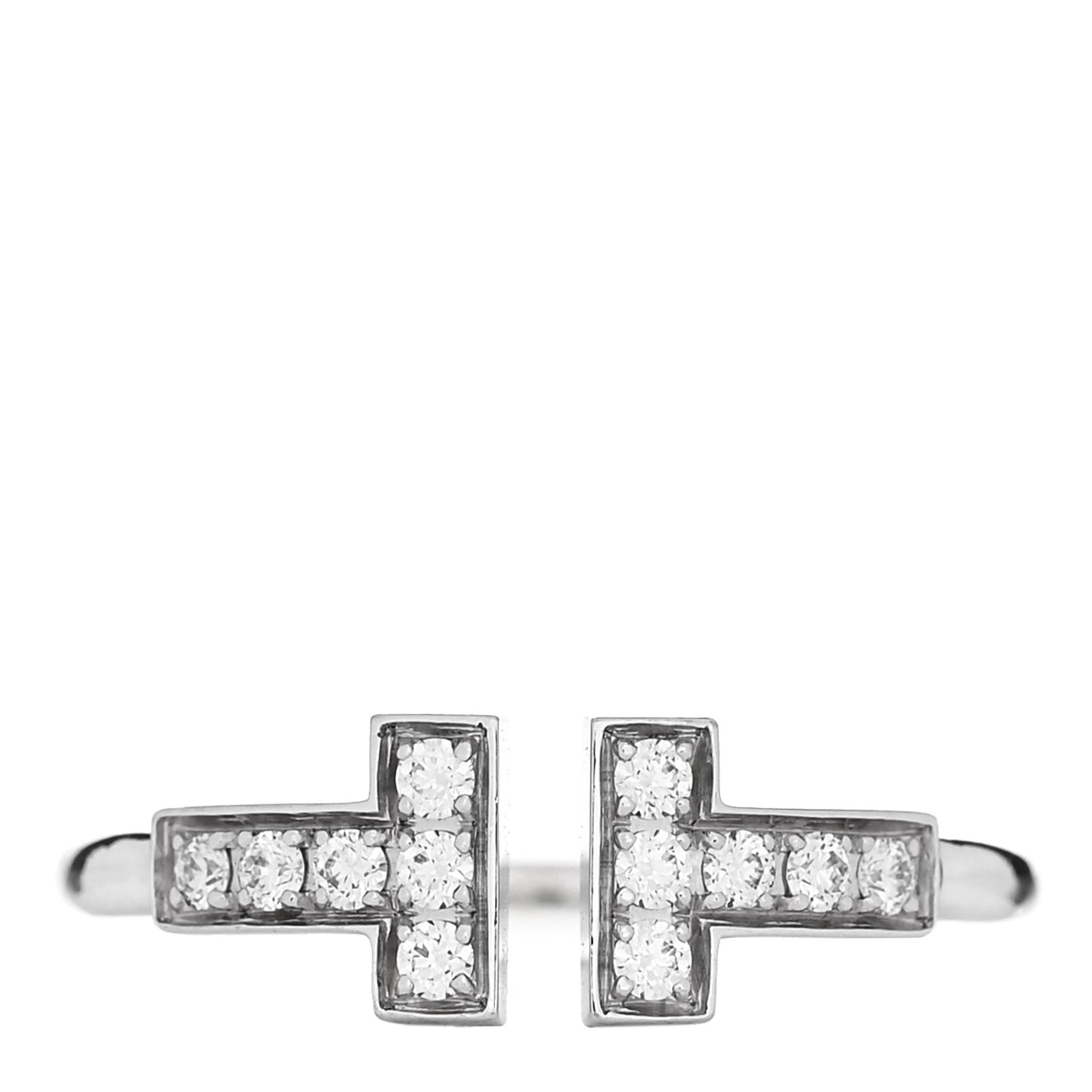 18K White Gold Diamond T Wire Ring 49 5