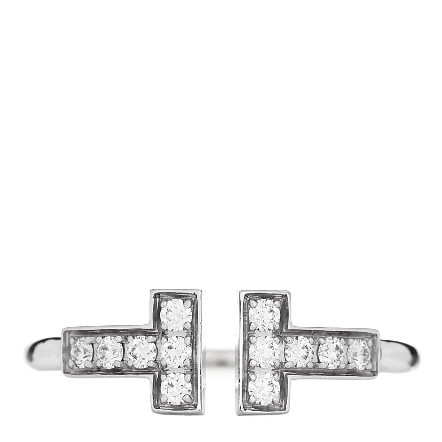 Tiffany 18K White Gold Diamond T Wire Ring 49 5 1 of 5