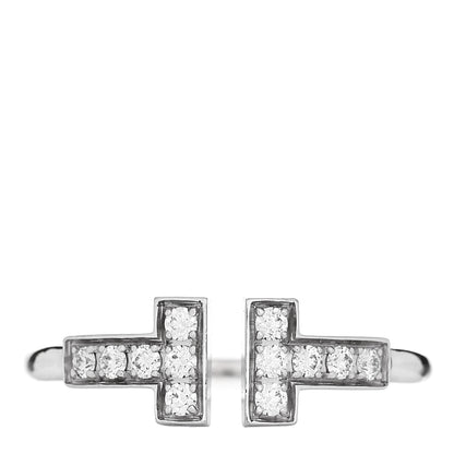 Tiffany 18K White Gold Diamond T Wire Ring 49 5 1 of 5