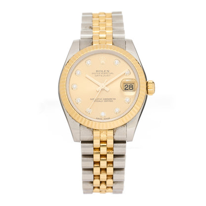 Rolex Stainless Steel 18K Yellow Gold Diamond 31mm Oyster Perpetual Datejust Watch Champagne 178273 1 of 5