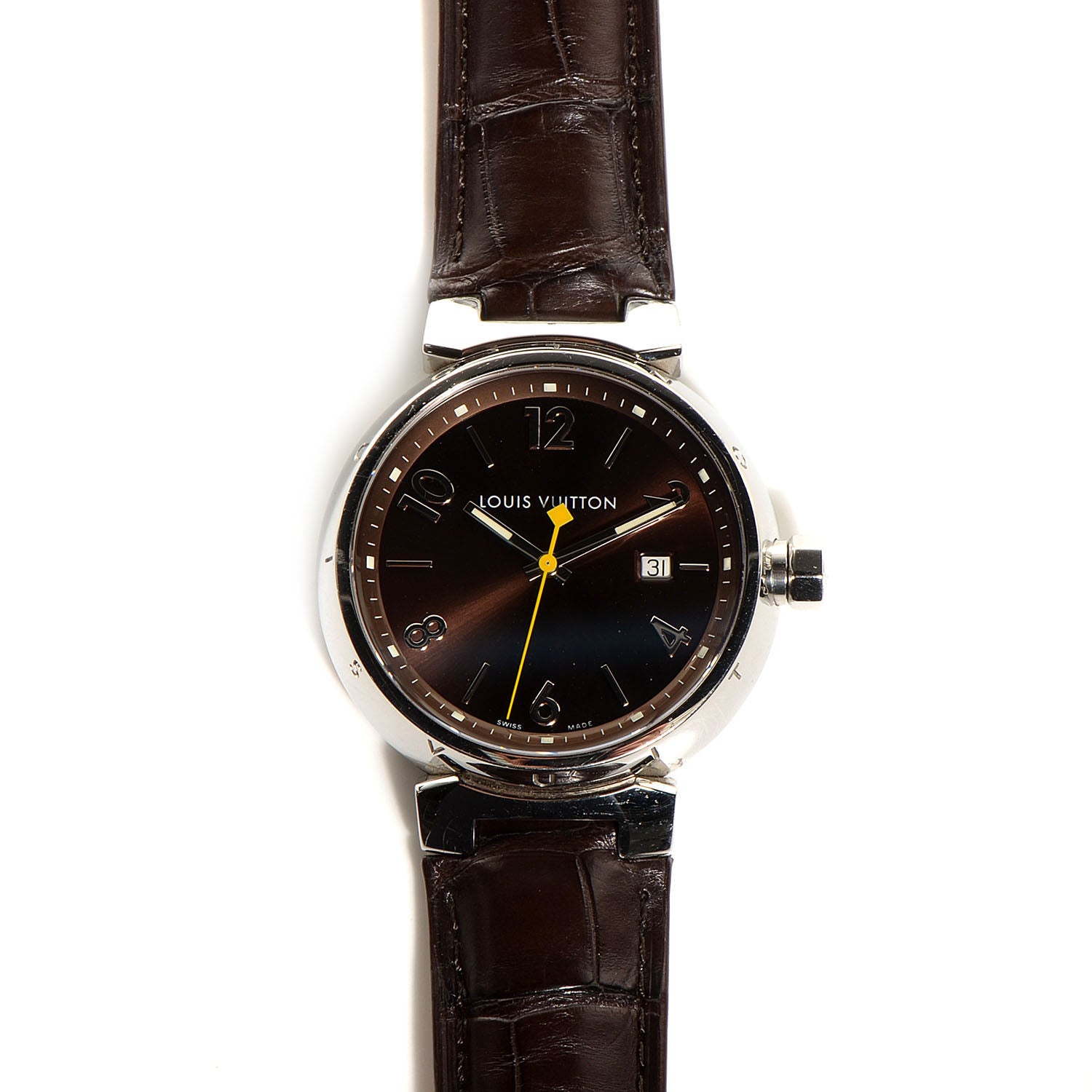 Louis Vuitton Stainless Steel Alligator 39mm Tambour Quartz Watch 1 of 10