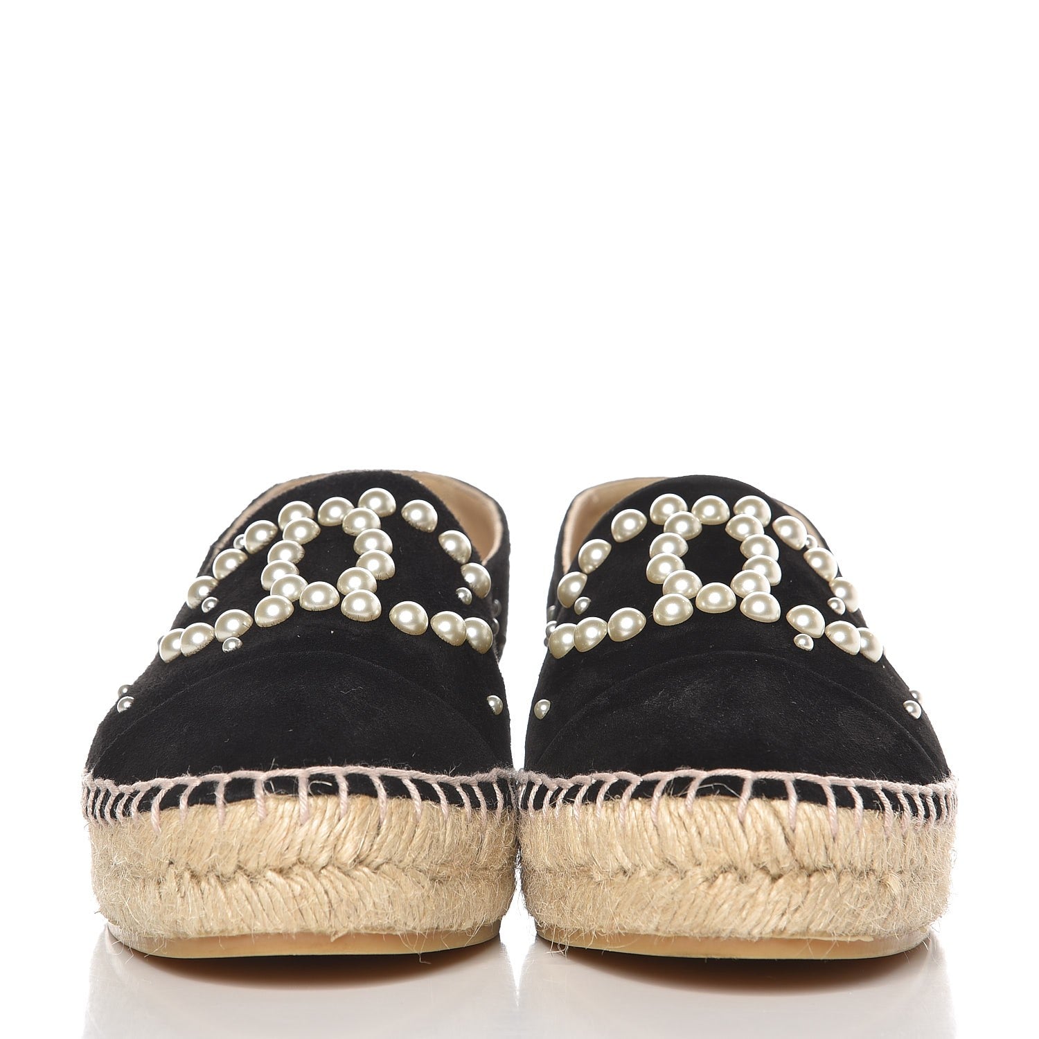 Chanel Suede Pearl CC Espadrilles 37 Black 2 of 12