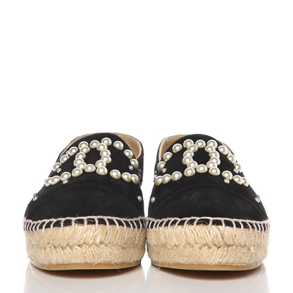 Chanel Suede Pearl CC Espadrilles 37 Black 2 of 12